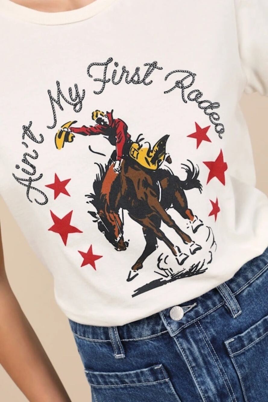 NWT Retro Brand Ain't My First Rodeo Ivory Short Sleeve Graphic Tee Shirt M